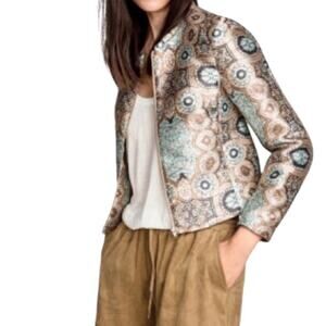 H&M Conscious Floral Zippered Bomber Jacket Size 10